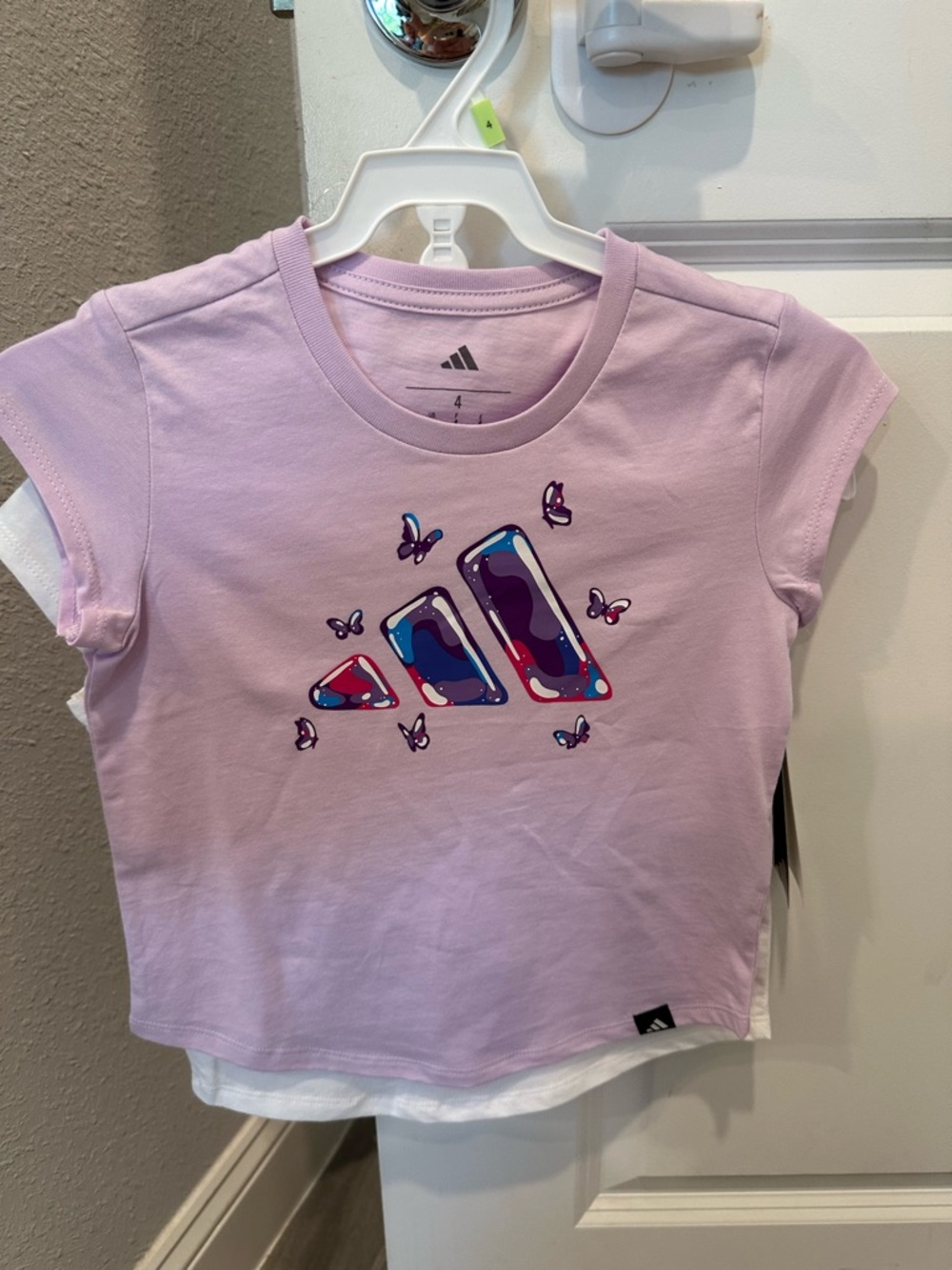 adidas Lavender and White Girls' Athletic Tee Set - Picture 3 of 4